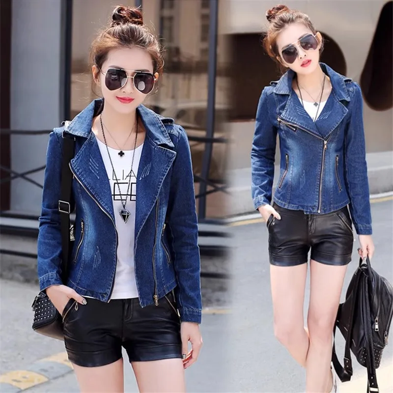 

2024 Denim Short Jacket Women Spring Autumn Slim Casual Tops Windbreaker Students Jeans Coat Long sleeve outerwear Female R207