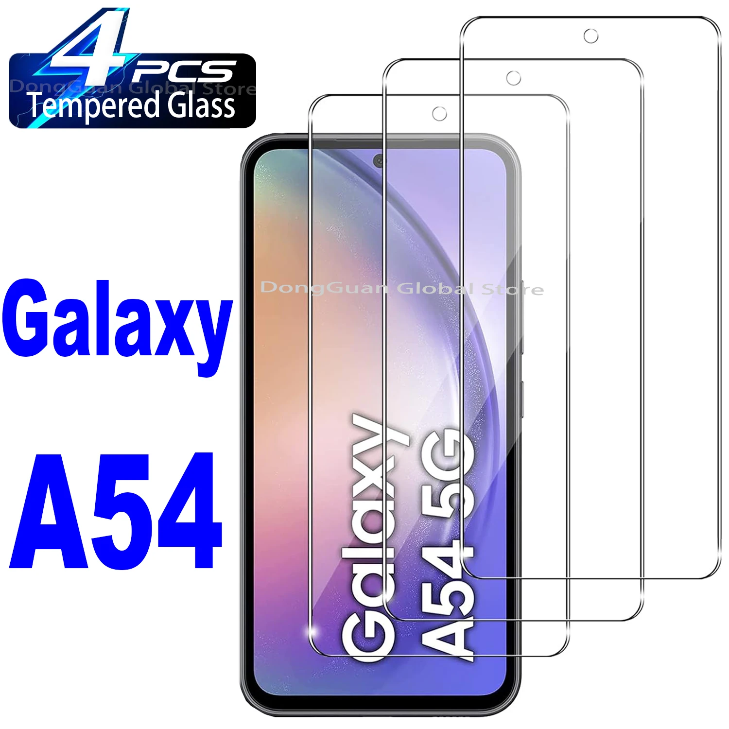 

1/4Pcs Tempered Glass For Samsung Galaxy A54 Screen Protector Glass Film