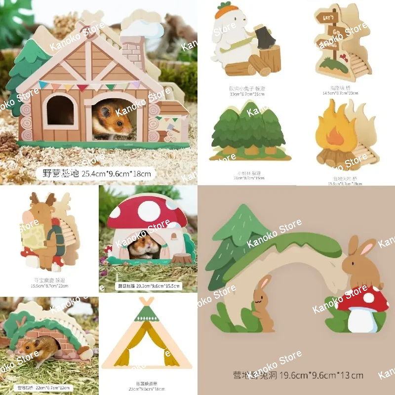 Casa de hámster de madera multifunción, jaula para animales pequeños, suministros de paisajismo, Accesorios para ratas, casa de ratón Midget Chipmunk