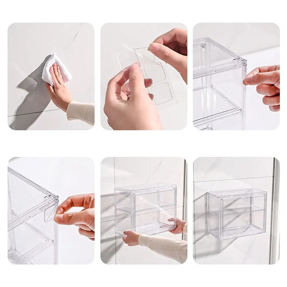 Nieuwe stapelbare doorzichtige opbergdoos Desktop Organizer Meerlaagse acryl displaydoos Stofdichte showcase collectible