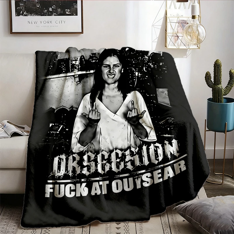 Obsession Vintage Acid Wash T, Flannel Blanket, Retro Thriller Character Graphic Streetwear
