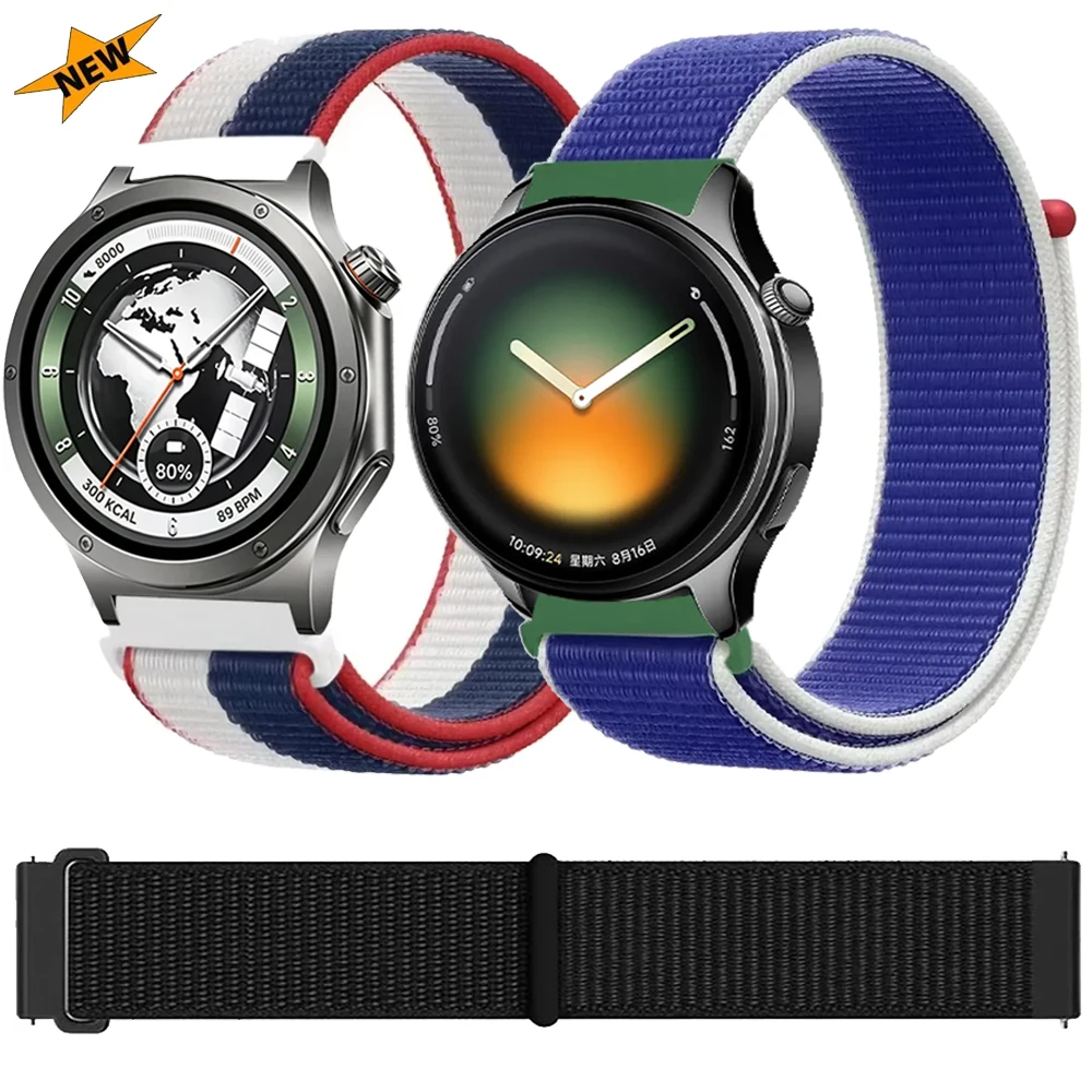 22mm 20mm Nylon Strap for Oneplus Watch Lite/4/3/2/2R Xiaomi Watch 5-S5-4-3-2 Flag Style Comfortable Band For OPPO Watch S/X2/X3