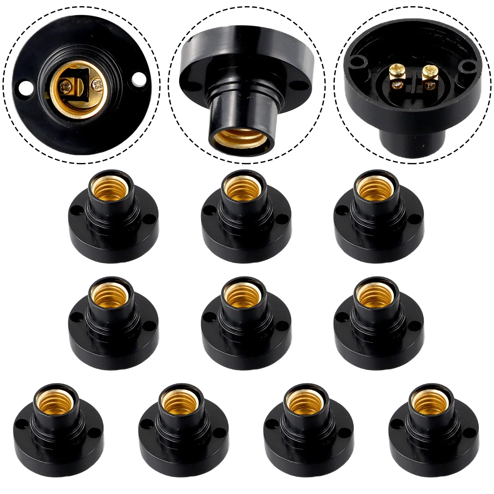 Imagem -02 - Edison Parafuso Cap Lâmpada Fixação Soquete de Substituição Suporte da Lâmpada Base Fitting E14 Adaptador Preto Novo 100230v