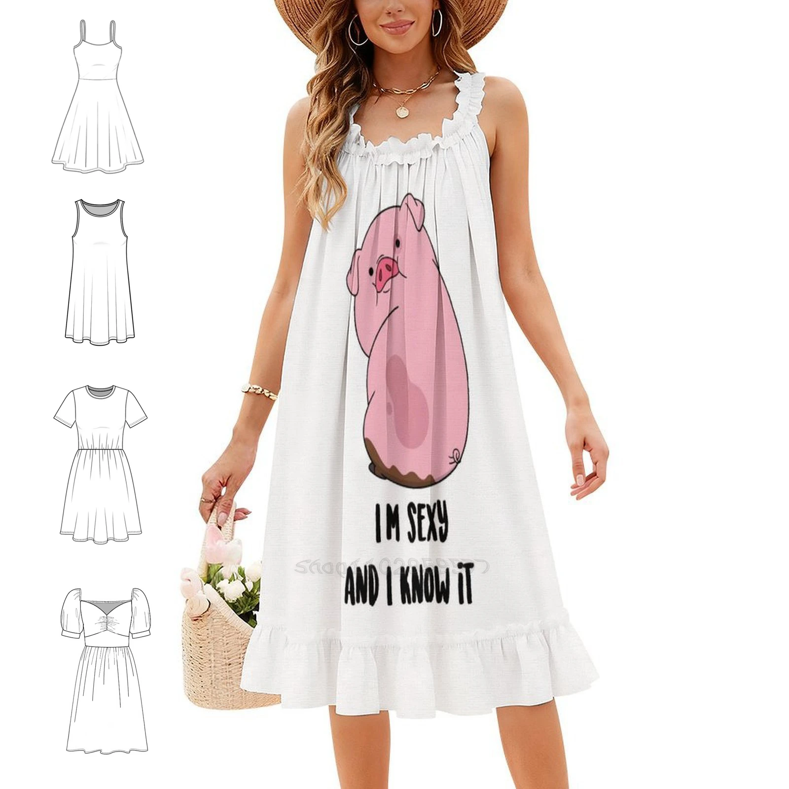 Vestido de fiesta de estilo urbano para mujer, con estampado moderno, ideal para discotecas, de la marca Waddles. Diseño divertido y original para mujer.