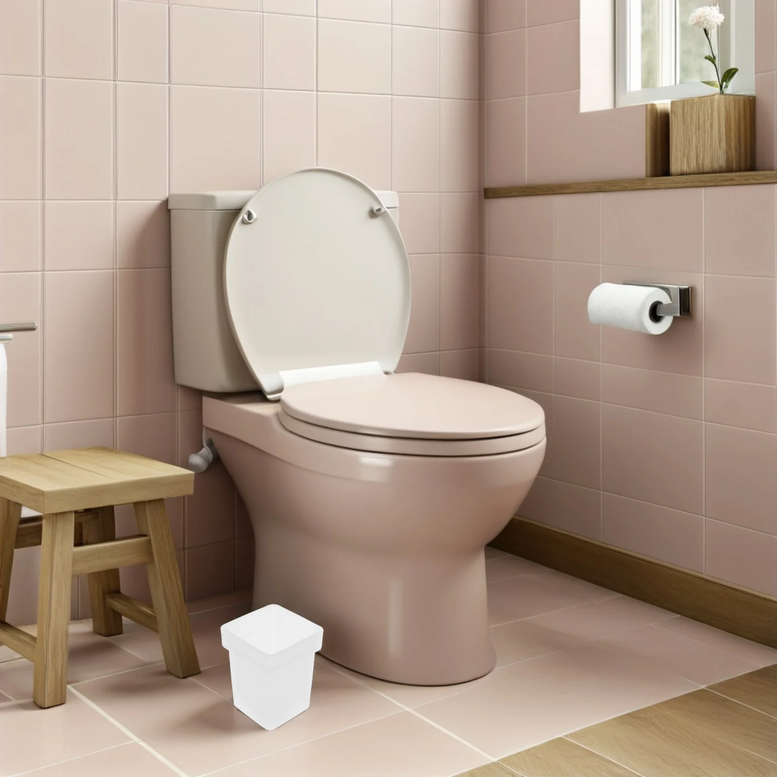 

2Pcs Aesthetic Glass Toilet Brush Cup Sturdy Square Base Prevents Tipping Bathroom Cleaning Holder for Home Or Hotel Use