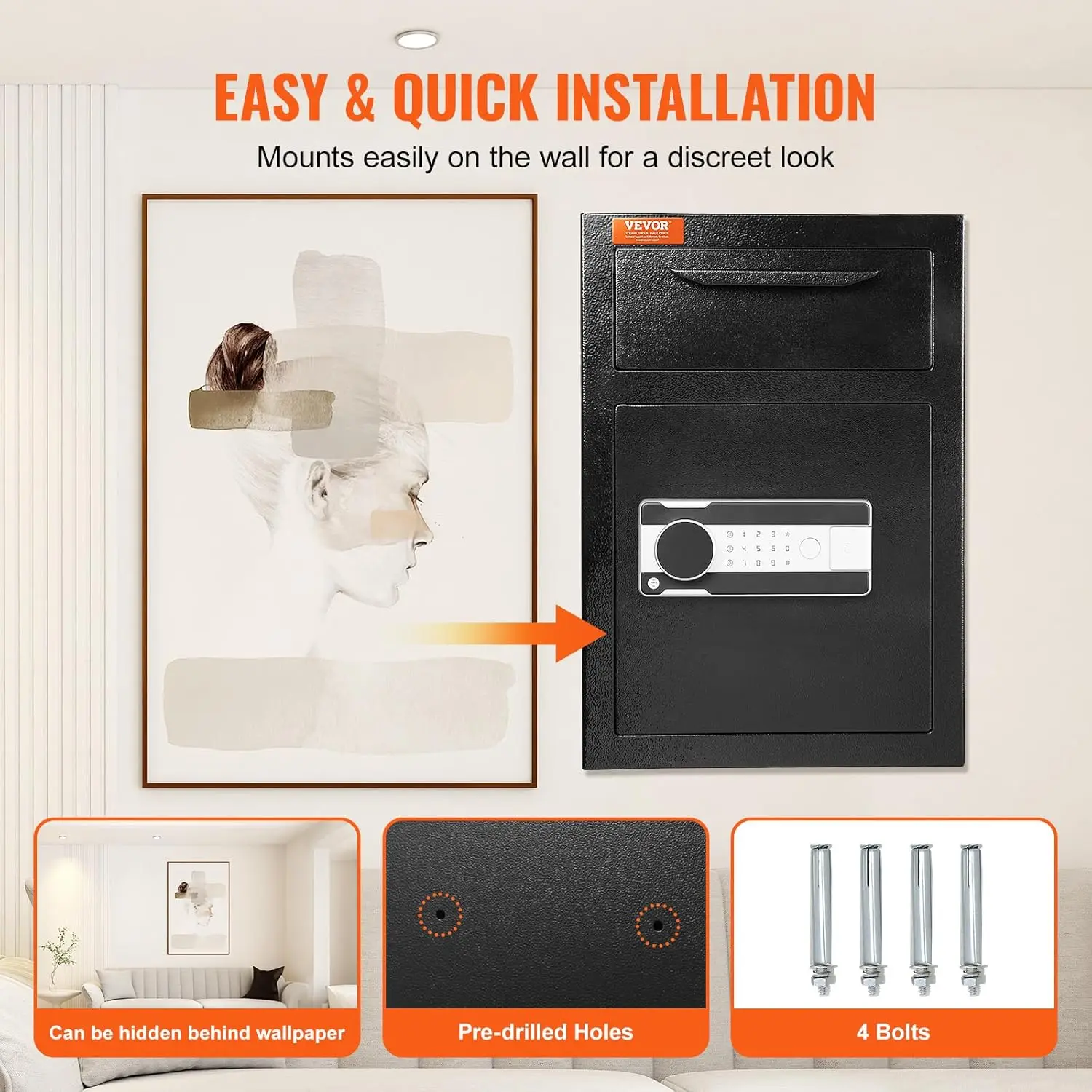 2.5 Cub Depository Safe, Deposit Safe with Drop Slot, Electronic Code Lock and 2 Emergency Keys, 20.27'' x 13.97'' x 13.97'' Bus