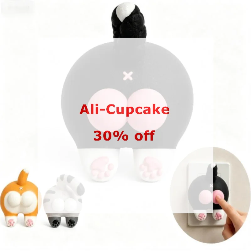 Cute Cat Butt 3d Switch Cover Creative Wall Decor Light Switch Sticker For Bedroom Living Room Home Decoration