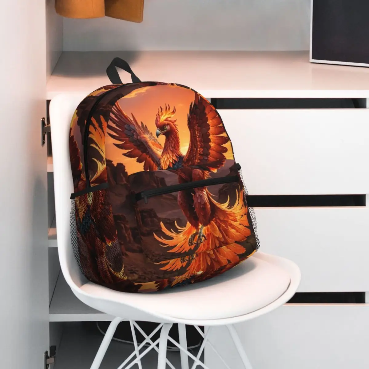 Phoenix Mythical Bird With Fiery Wings Backpack Student BookBag Children School Bag Laptop Shoulder Bags for Men Women