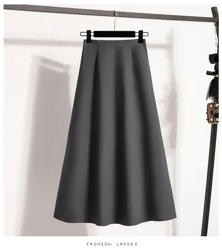 Koreanischer Stil, einfarbig, hohe Taille, elastischer Bund, Damen-A-Linien-Röcke, Alltagskleidung, Frühjahr/Herbst 2026, neu, elegant, vielseitig. – Detail 17