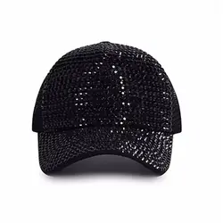 Czapka z daszkiem damska pełny kryształ górski koraliki czapka z daszkiem moda uliczna czapki z prostym daszkiem w stylu Casual, imprezowa Hip Hop Kpop Dance Cap Men Summer