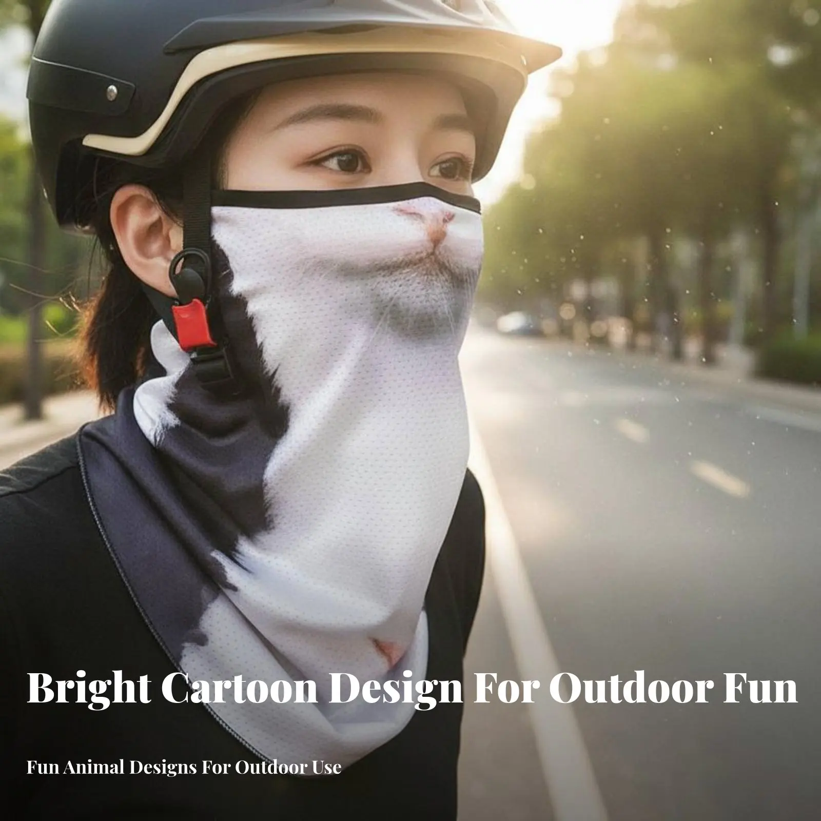 Novelty Creature Face Cover Windproof Dimensional Creature Neck Gaiter Hanging Ear Face Scarf Multi-Functional Wear for Cycling