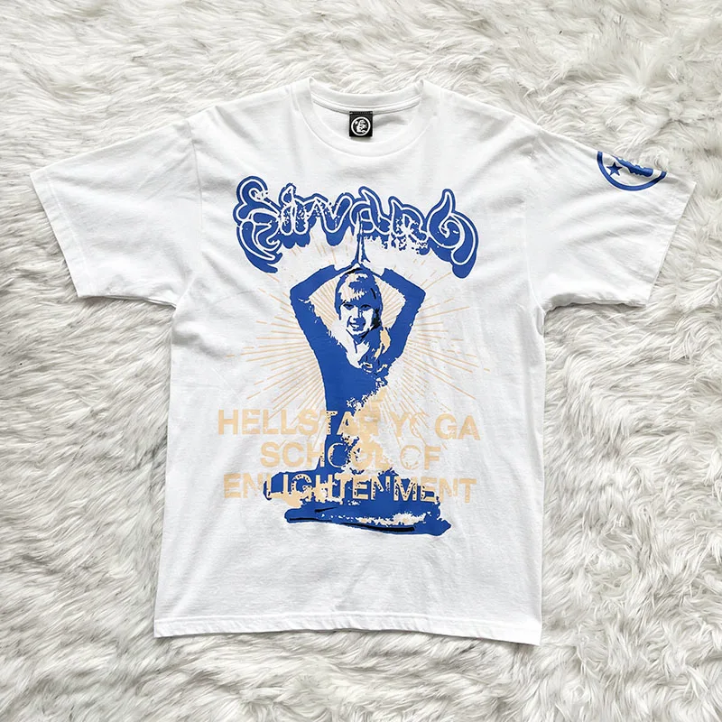 Studios Yoga Tee High Street Trend Short Sleeve Unisex T-Shirt round Neck Standard Fit Summer 2023 Youth Fashion