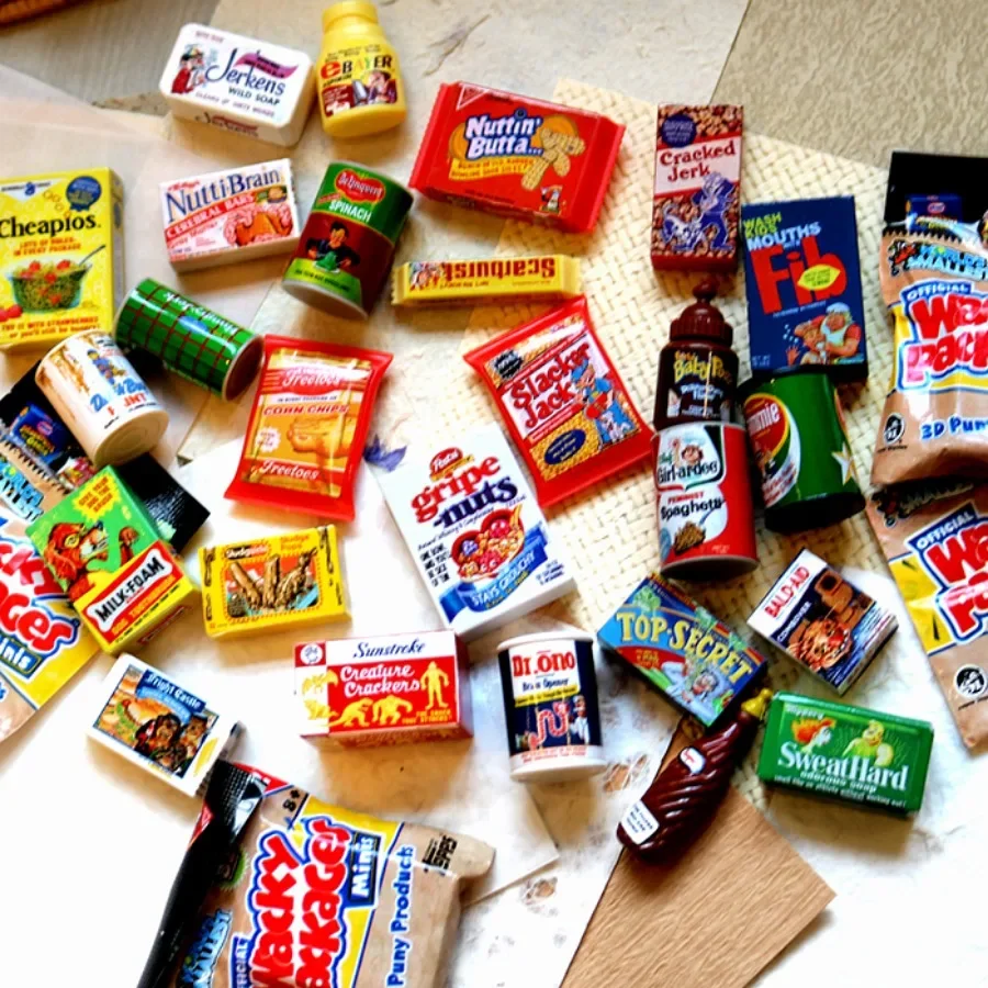 Worlds Smallest Minis 3D Puny Products Miniature Collect Wacky Packages Micro Supermarket Goods Food Box Bottle Model Toy Gifts