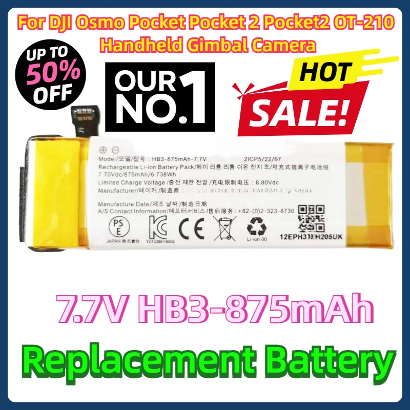 

For DJI Osmo Pocket,Pocket 2 Pocket2 OT-210 Handheld Gimbal Camera DIY Install 7.7V HB3-875mAh Replacement Battery