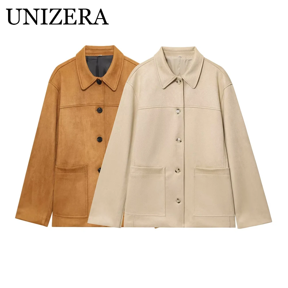 

European and American style autumn new product women's commuting versatile lapel suede leather jacket jacket