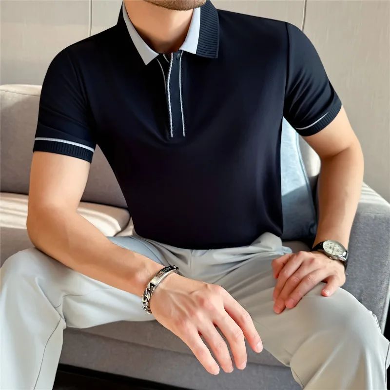 

Men's Short Sleeve Polo Shirt, New 2026 Summer Style, Middle-aged & Young Business Casual Lapel T-shirt Top