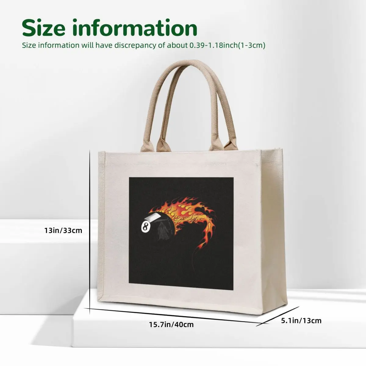 Flaming 8 ball Tote Bag tote bag university hand bag Portable shopping reusable shopping