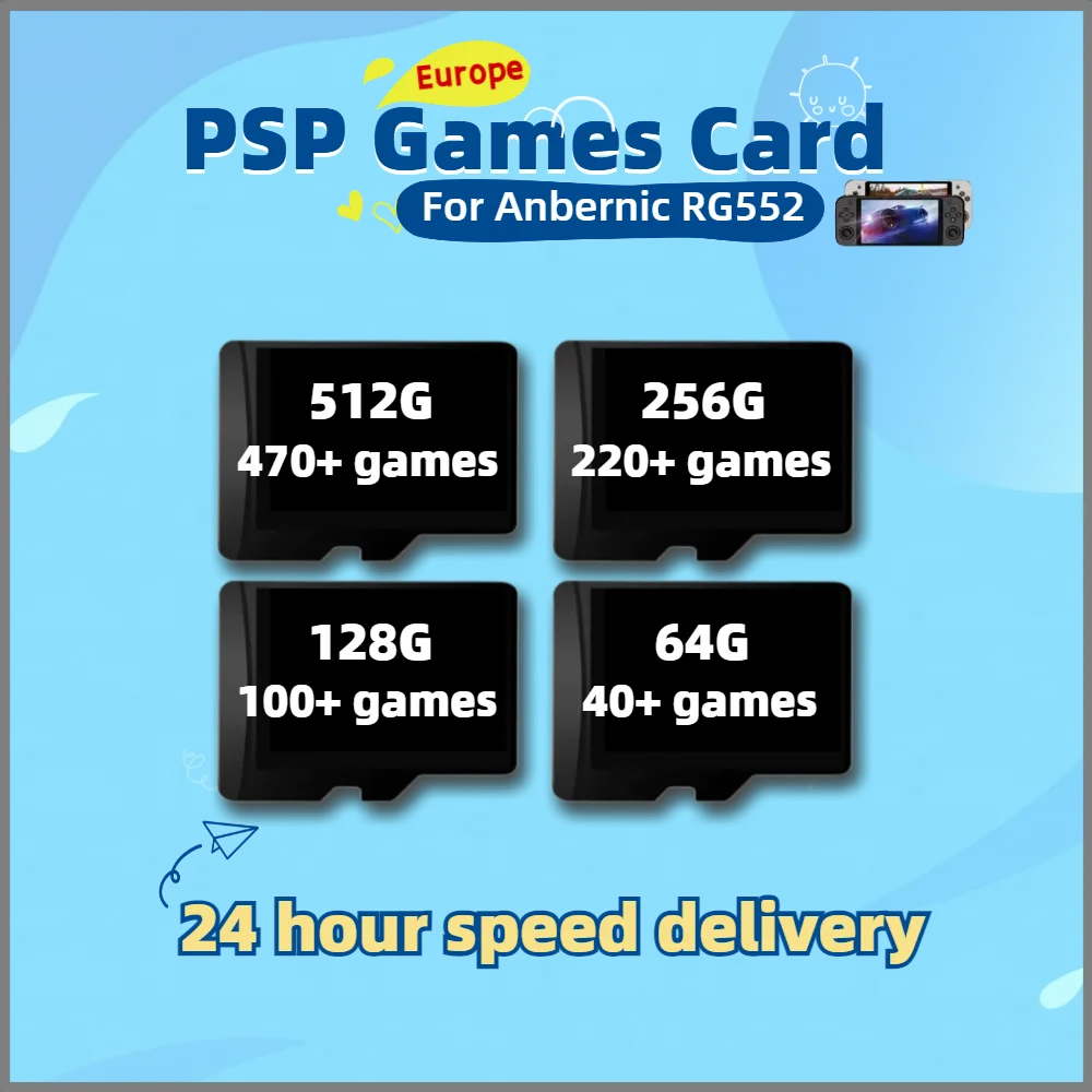 

Anbernic RG552 PSP Games Card Europe Version Plug&Play TF Box Memory All Language Custom Retro 512G 470+ 256G 220+ 128G 100+ 64G