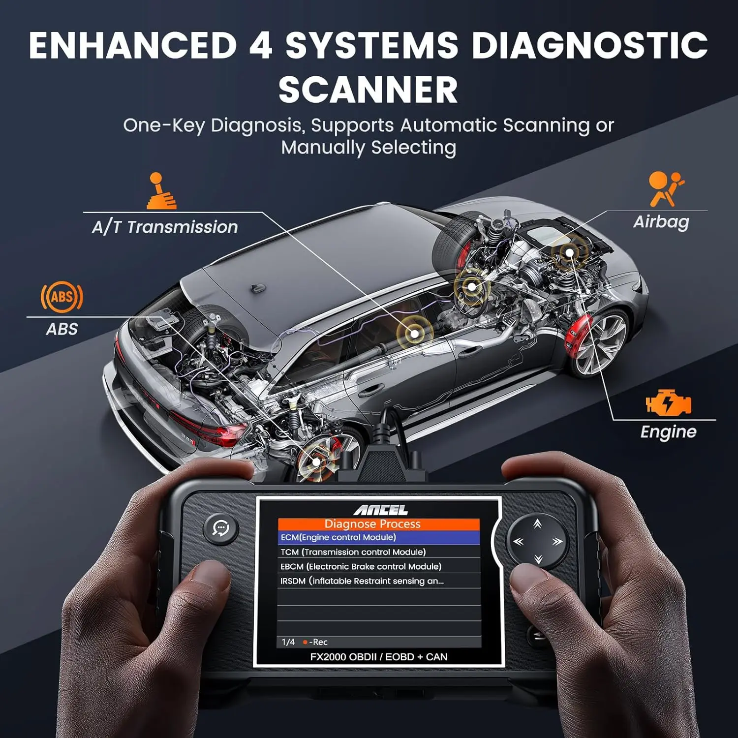 FX2000 Plus OBD2 Scanner with Protective Bag, Check Engine Code Reader, Lifetime Free Upgrade