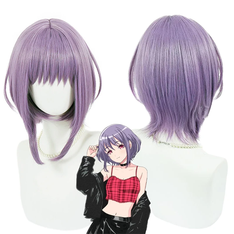 

Anime Yuutenji Nyamu Cosplay Wig Cute Short Purple Bob with Bangs Heat Resistant Synthetic Hair for Women Daily Costume Parties