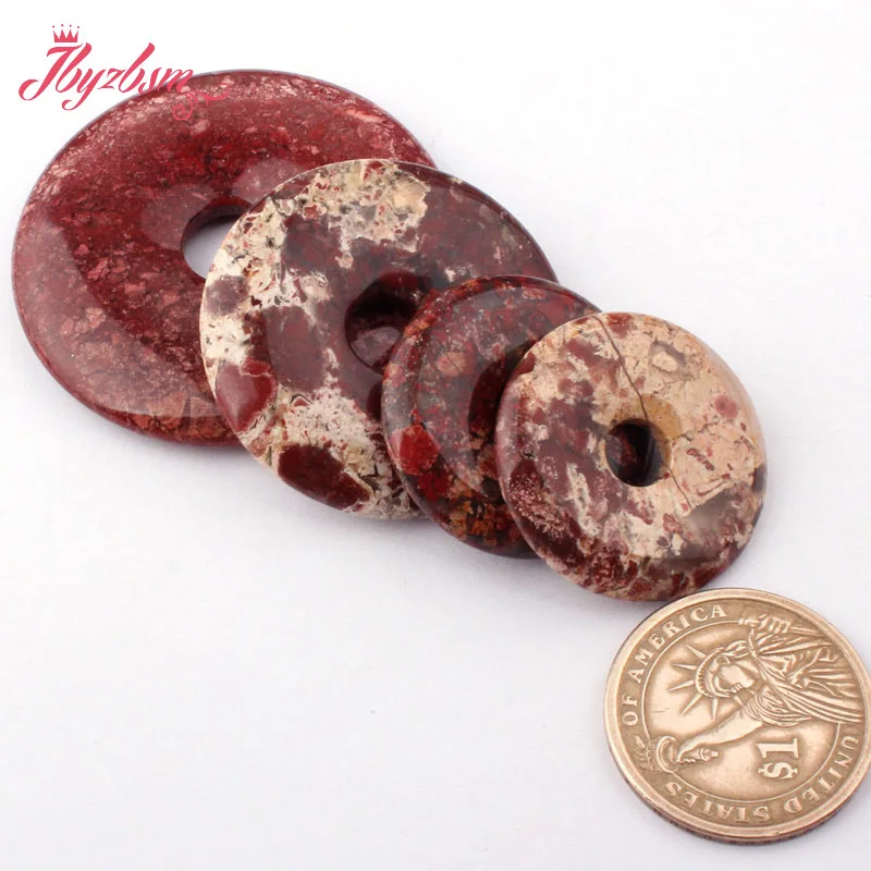 Donut Ring Multicolor Red Jasper Stone Beads for DIY Accessories Necklace Bracelet Pendant Charm Jewelry Making 1 Pcs 30mm /40mm