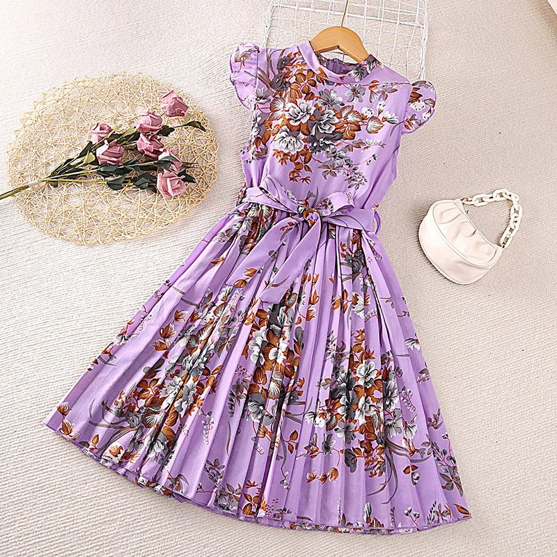 4-12 Years Flowers Girls Dress Summer Sleeveless Fashion Elegant Little Princess Dress Birthday Dance Party Gifts Kids Clothes