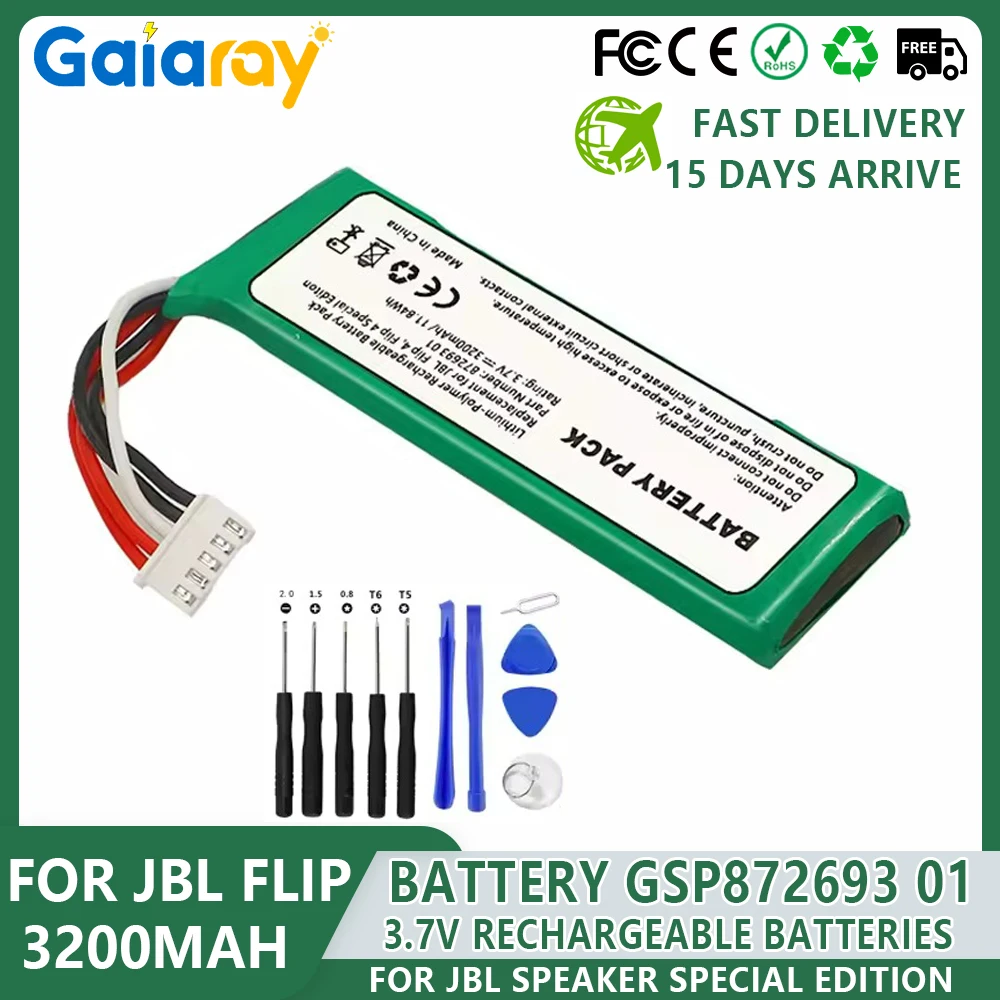 Batería superior de 3,7 V para baterías recargables JBL Flip 4 3200 mAh GSP 872693   01 para batería de litio JBL Speaker Edición especial