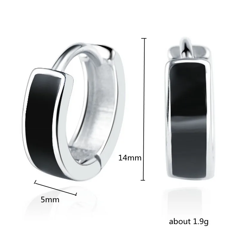 

S925 Sterling Silver Female Earring Black Enamel Round Earring for Women Girl Fashion Candy Fine Jewelry Earrings
