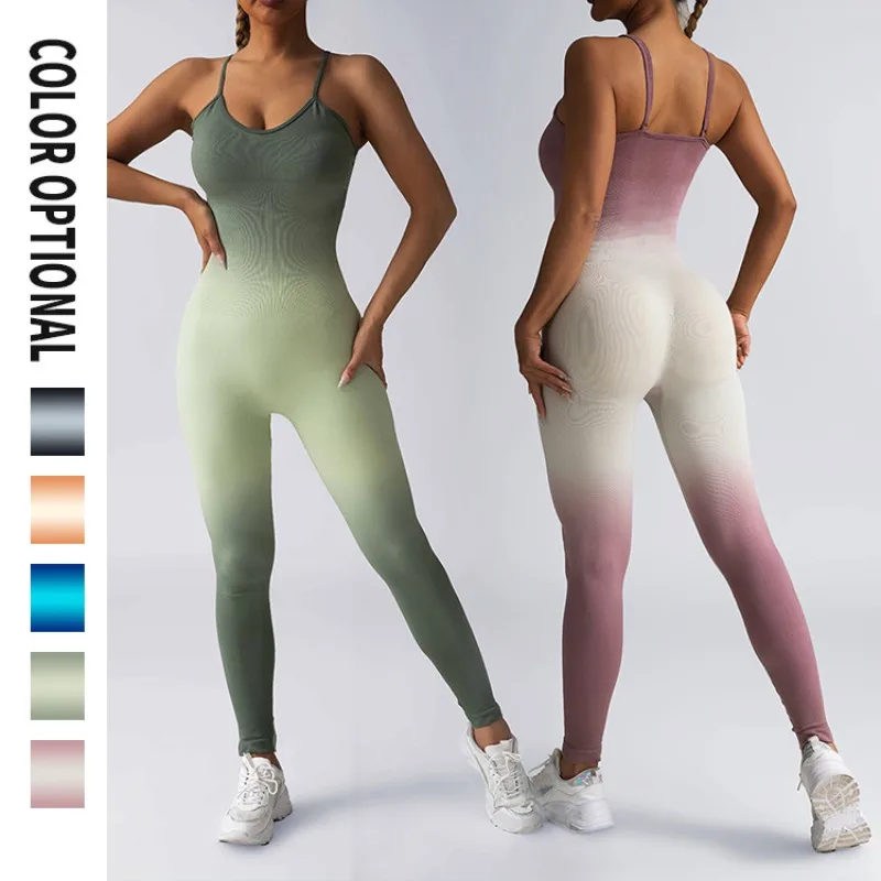 

Comfortable women's Yoga set One-piece pants with suspenders bra Gym Sexy workout clothing Outdoor stretch leggings Sports vest