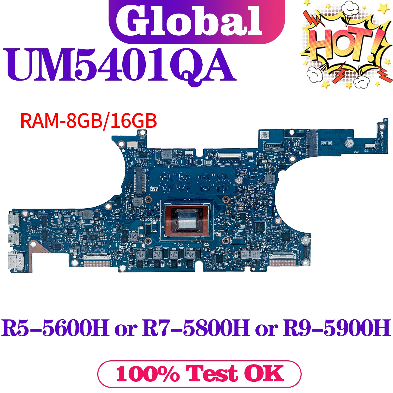 

KEFU UM5401 Mainboard For ASUS UM5401QA UN5401QA BM5401QA RM5401QA RN5401QA Laptop Motherboard R5-5600H R7-5800H R9-5900H