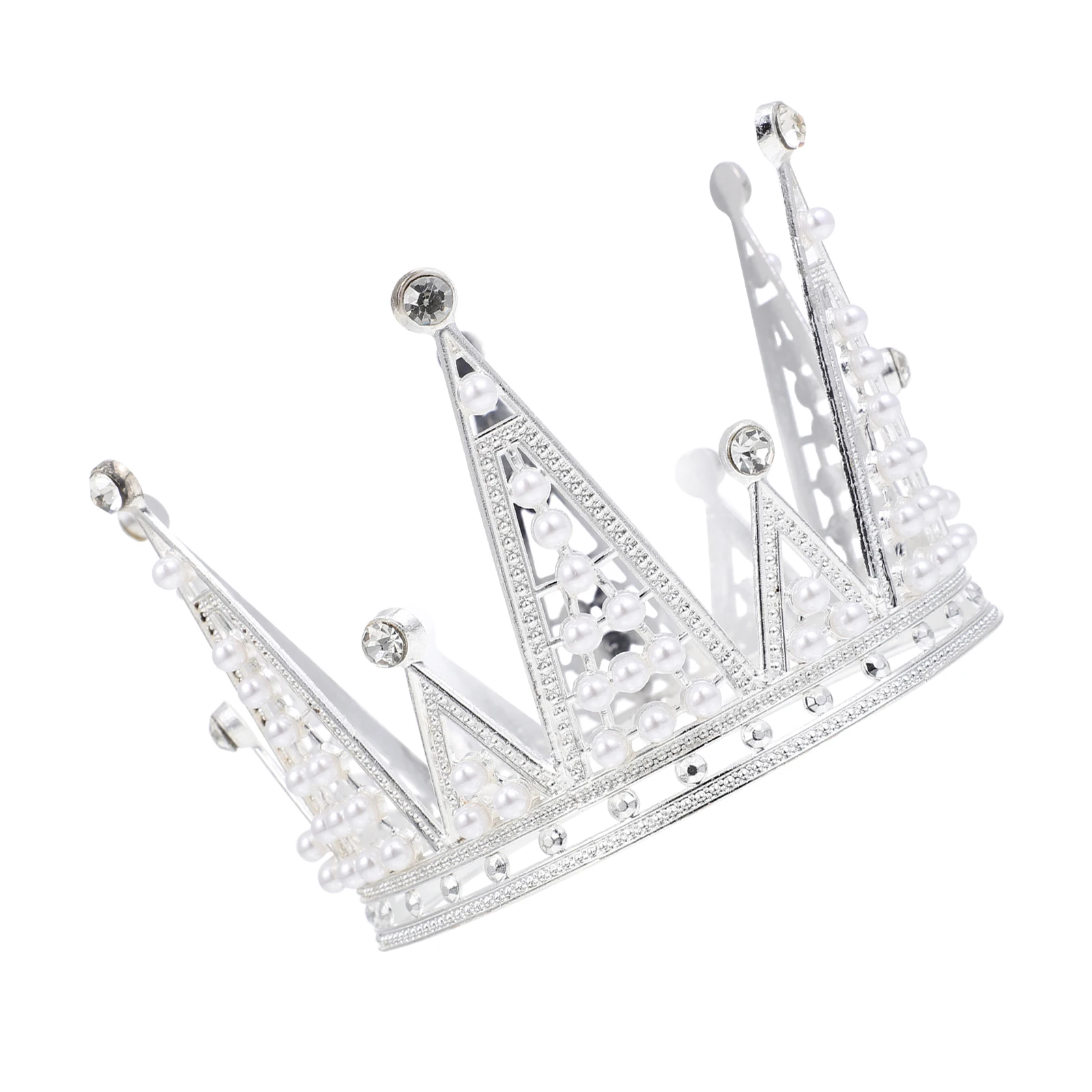 

Birthday Crown Decor Pearl Adorn Mini Tiara Topper Silver Elegant Baking Bride nament Photographic Crown Cake Decoration Prop