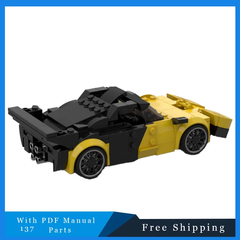 137 PCS MOC Technische Bausteine Gelb Geschwindigkeit Auto Ziegel Modell Kreative Bildung DIY Montage Spielzeug Für Kinder Weihnachten Geschenke