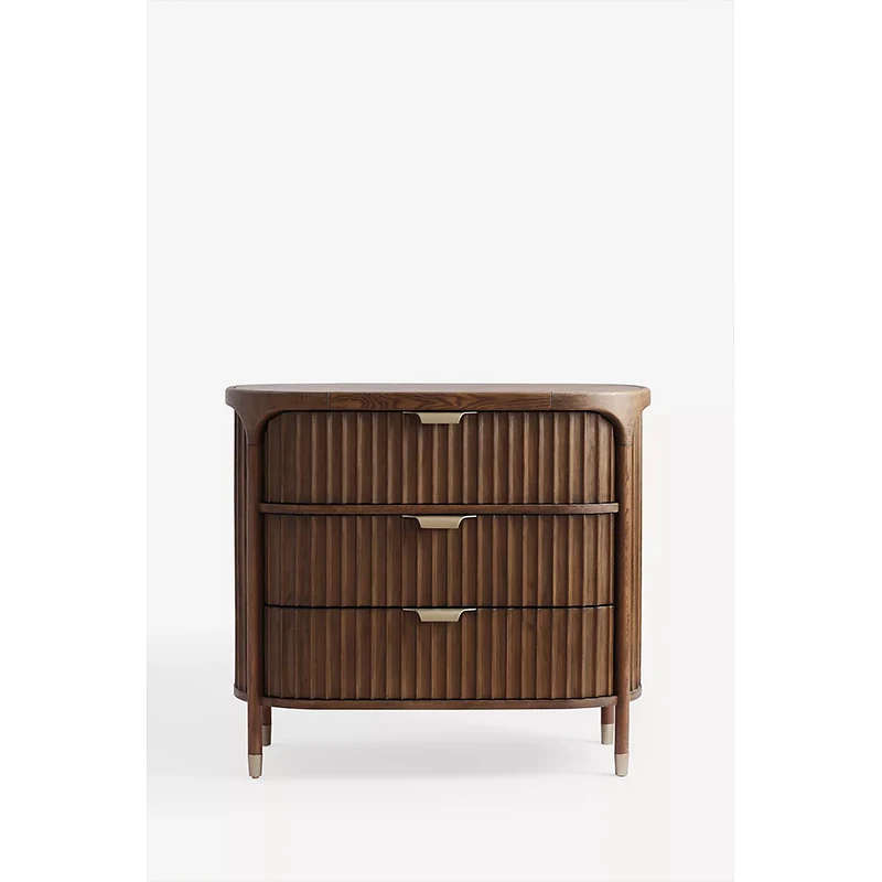 ！@Handmade Factory Modern Wabi-Sabi Fluted Wood Interior Home Furniture Bedroom Storage Three-Drawer Dresser