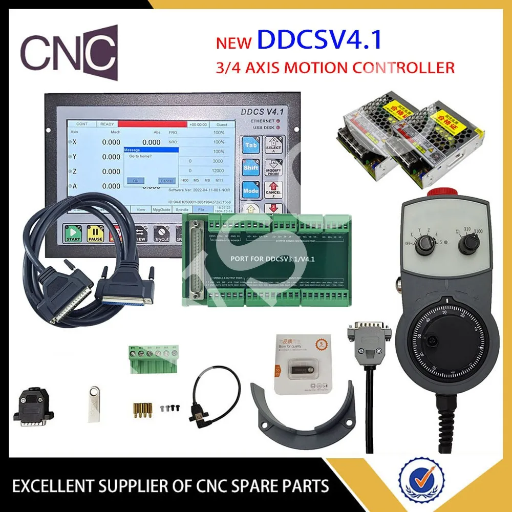 3/4 axis CNC motion controller kit offline engraving machine system supports G code emergency stop MPG 75W24V power supply