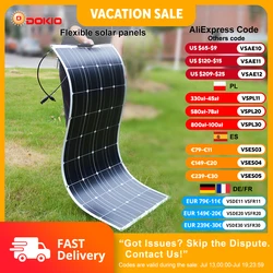 DOKIO 18V 100W Flexible Solar Panels Waterproof Monocrystalline Solar Panel Camping RV Home Charge 12V DFSP-100M