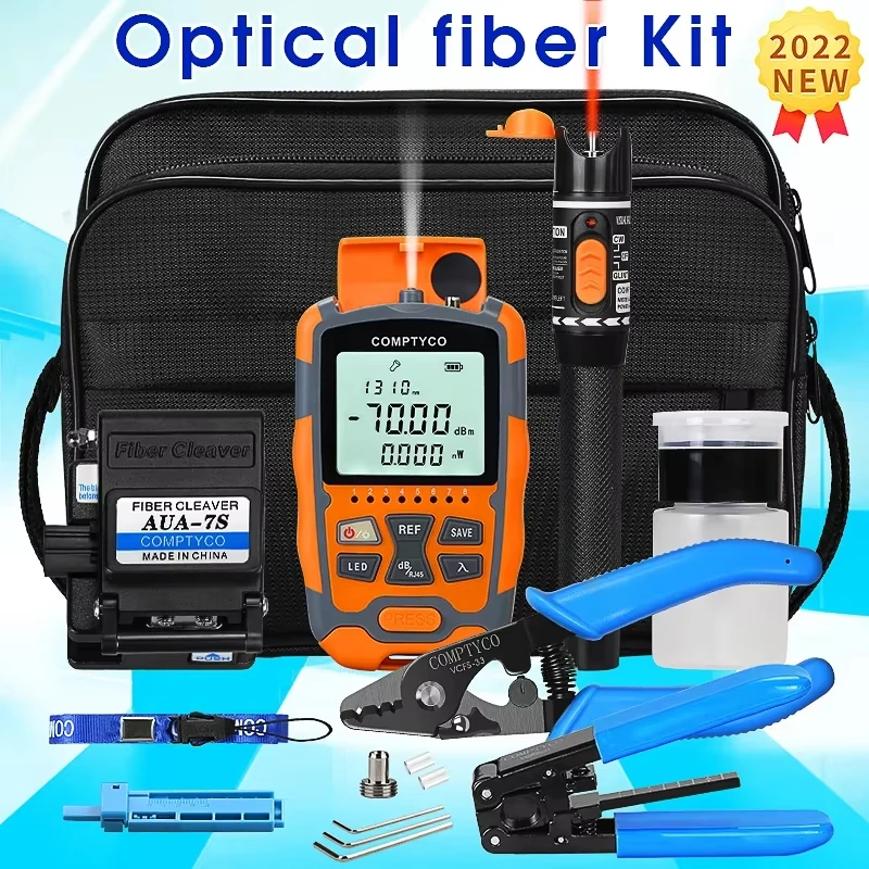 

COMPTYCO AUA-M7/M5 FTTH Fiber Optic Tool Kit with Fiber Cleaver AUA-7S 3 in 1 MIni Optical Power Meter Visual Fault Locator 10mw