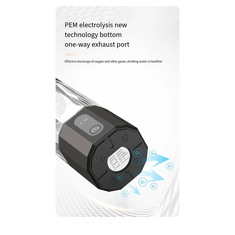 

Hydrogen Water Generator PEM Electrolysis Hydrogen Generator 8000PPB Display Portable Rechargeable Hydrogen Water Bottle Black