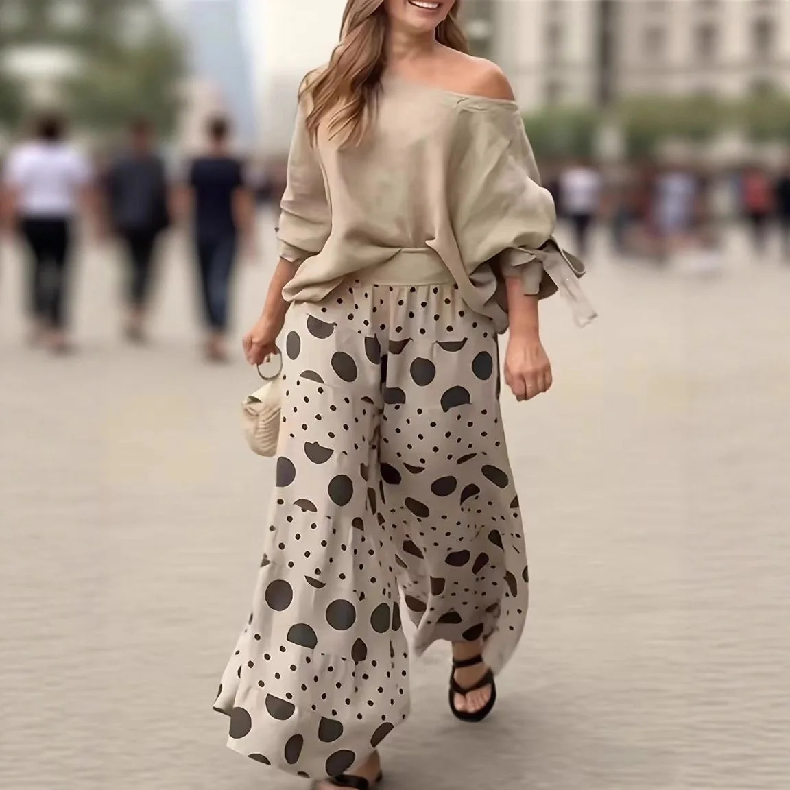 Fashionable Casual Polka Dot Pocket Pants Set 2026 Cross-Border Women's Wear Independent Station Nine-Piece Pants for All