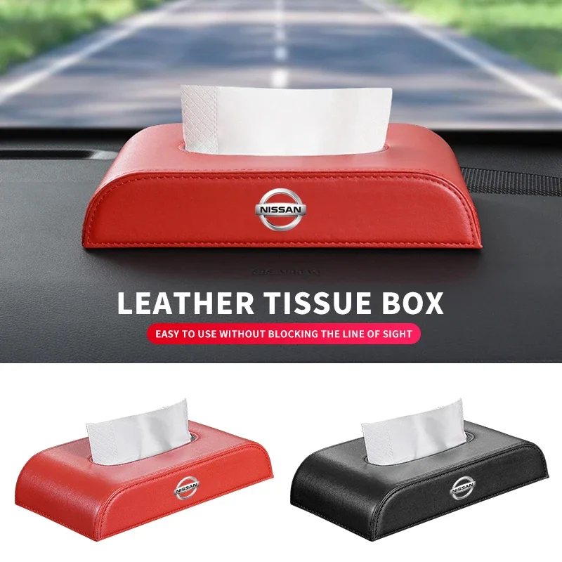 Car Leather Tissue Storage Bag Armrest Box Sun Visor Home Tissue Pack For Nissan X-trail Qashqai J10 J11 Note Juke Sentra Patrol