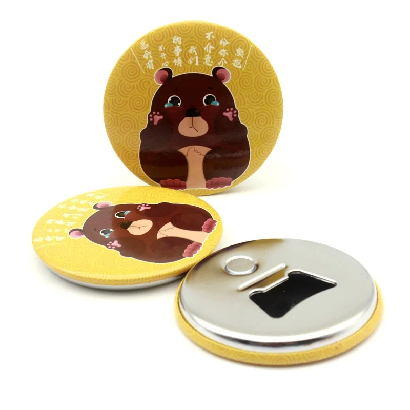 50pcs Customized Logo Fridge Magnet with Beer Bottle Opener Business Promotional Gifts Wholesale Custom Magnets, Diameter 5.8 cm