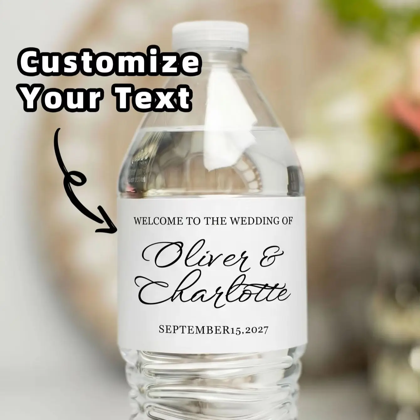 1‑60Pcs Custom Stickers, Personalized Text Bottle Labels for Family & Friends, Home Table & Vessel Decor Signs