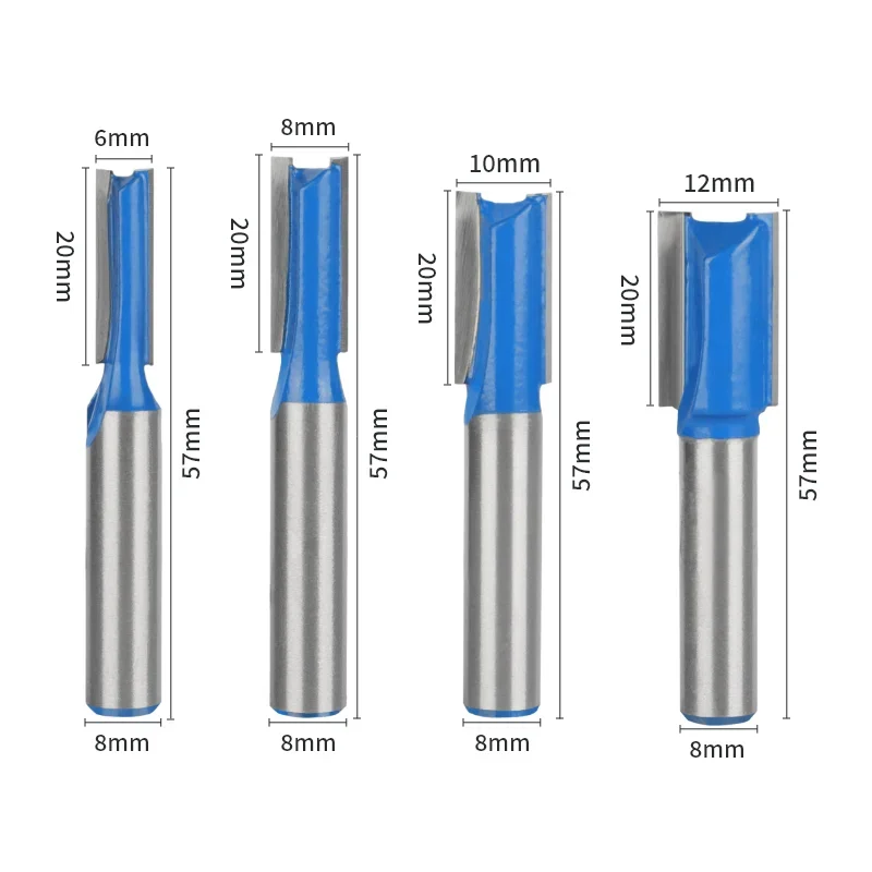 Intlshaft 7PCS 8MM SHANK STRAIGHT BIT ROUTER BITWOODWORKING MILLING CUTTER FOR WOOD BIT FACE MILL