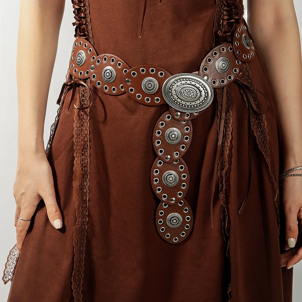 여성용 펑크 웨스턴 카우걸 데님 PU 레트로 벨트, 데님 웨스턴 스타일 맞춤형 금속 와이드 벨트, ZX004 디자이너