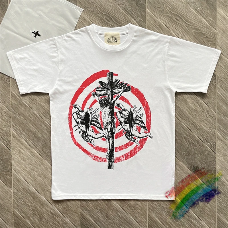 2025ss Saint Jesus Cross Print Push T Shirt Men Women Best Quality Oversized Summer Style T-shirt Top Tees