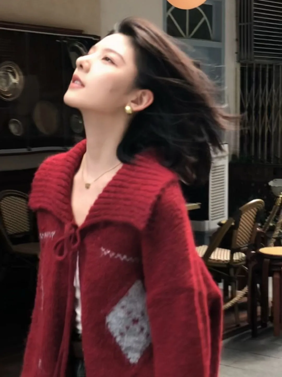 Koreanische Sle Cisas Aosphere Pullover Mantel frauen Herbst Winter Rot Bogen Knoten Design Gestrickte Top Lose Fit Strickjacke