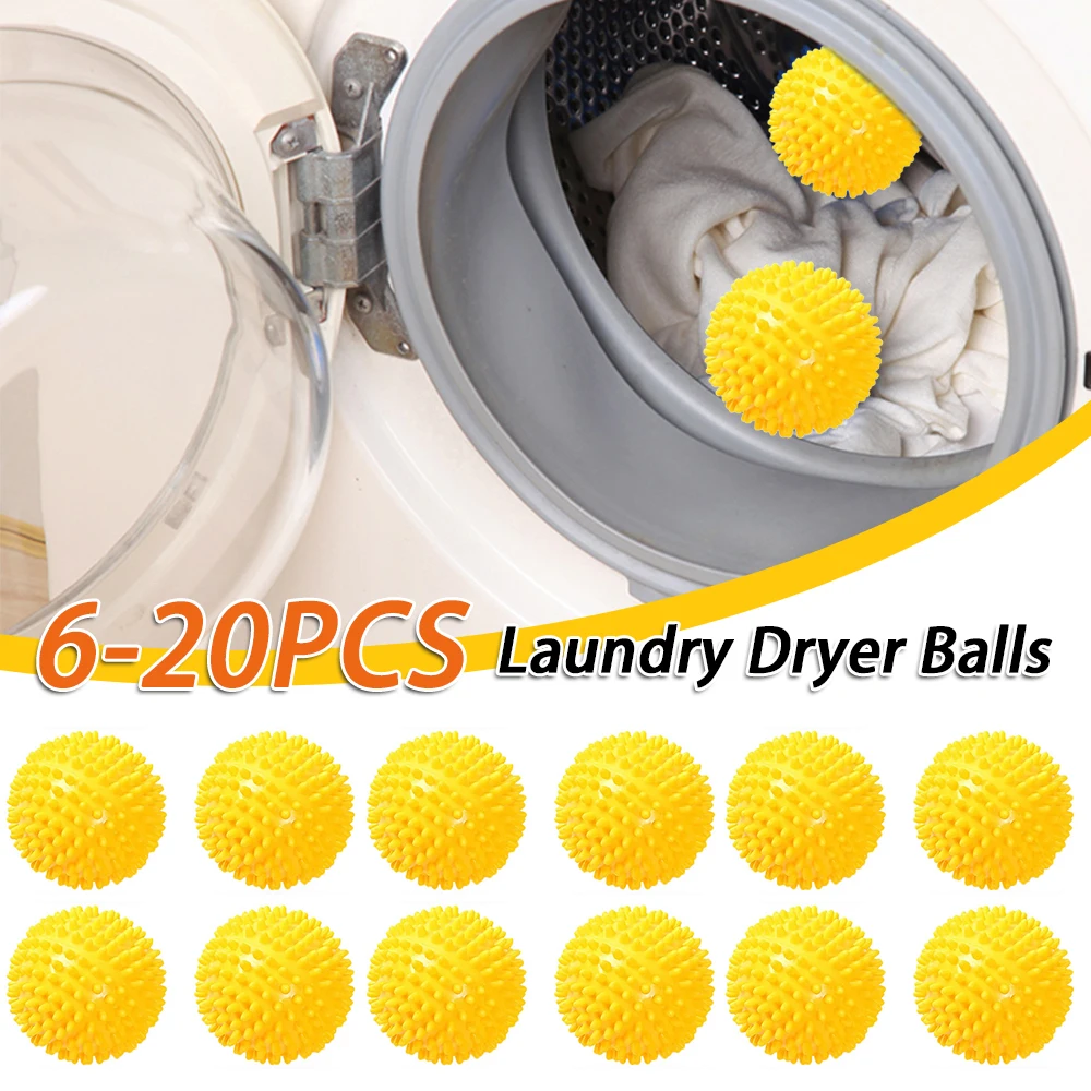 6-20pcs Laundry Dryer Reusable PVC Drying Fabric Softener Ball Wear-resistant High Resistant for Bathroom Home Cleaning Products