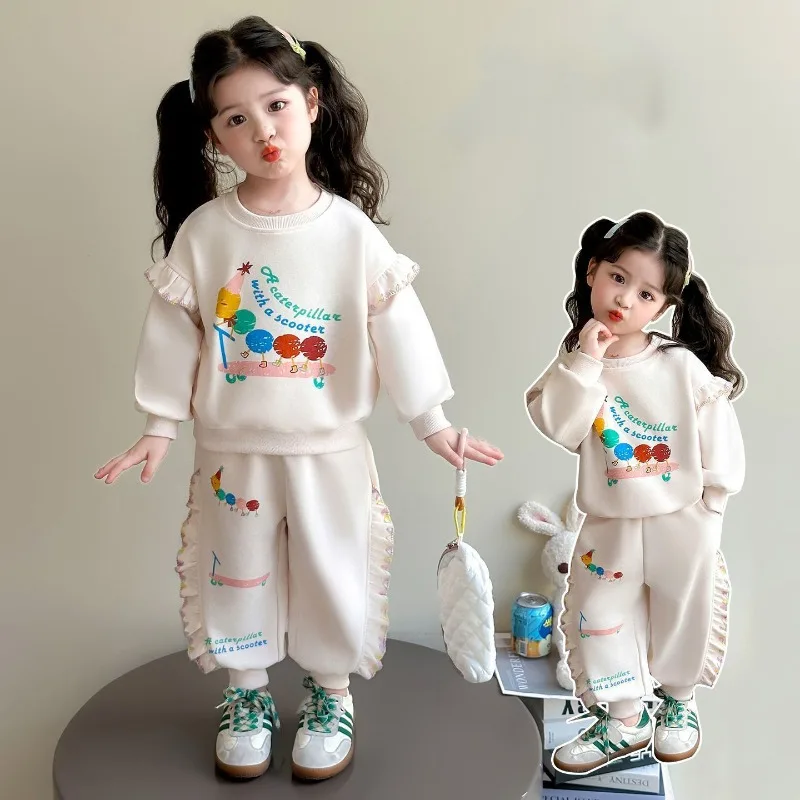 RAISE Herbst Kinder Mädchen 2-teiliges Kleidungsset 2-8 Jahre Mädchen Cartoon-Sweatshirts Anzüge 2026 Lose Lässige Hosen mit Elastischem Bund Outfit – Detail 3