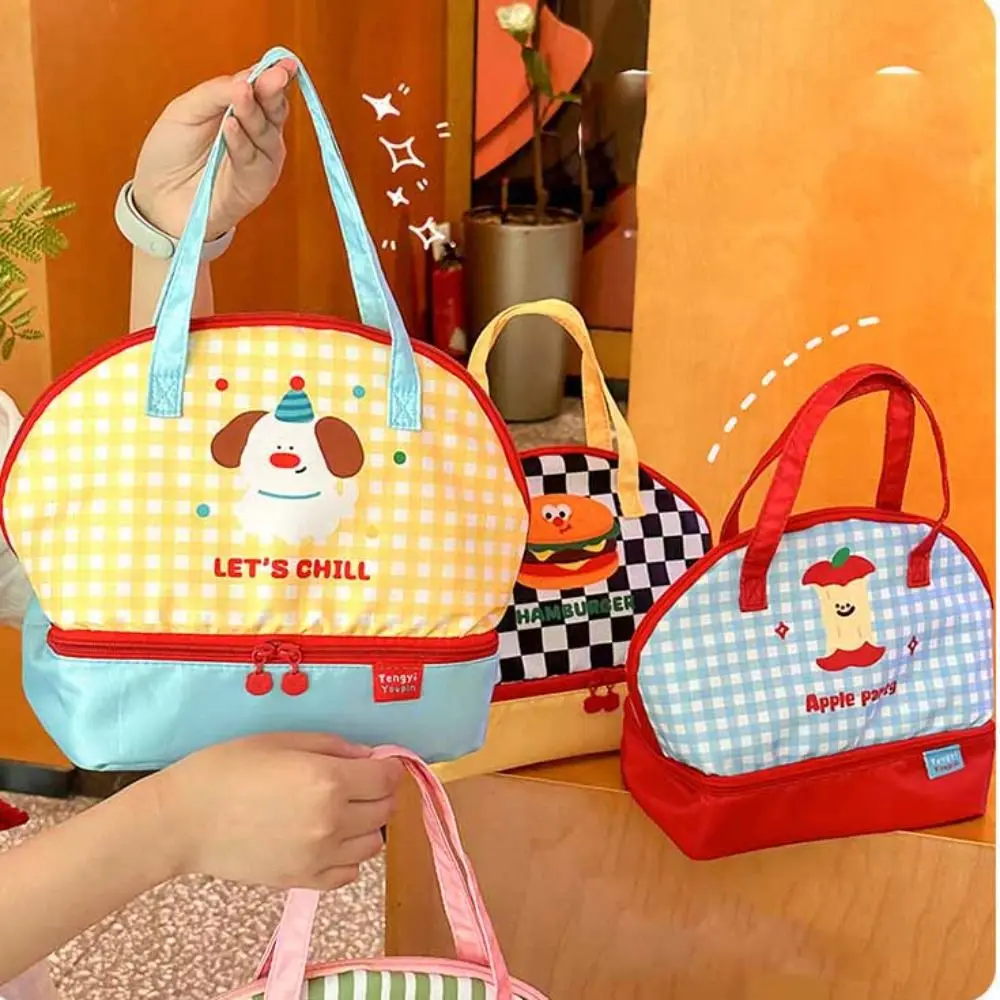 حقيبة غداء على شكل قطة كرتونية كرتونية خفيفة الوزن ذات سعة كبيرة على الطراز الكوري حقيبة يد محمولة حقيبة حمل معزولة حقيبة حمل صغيرة