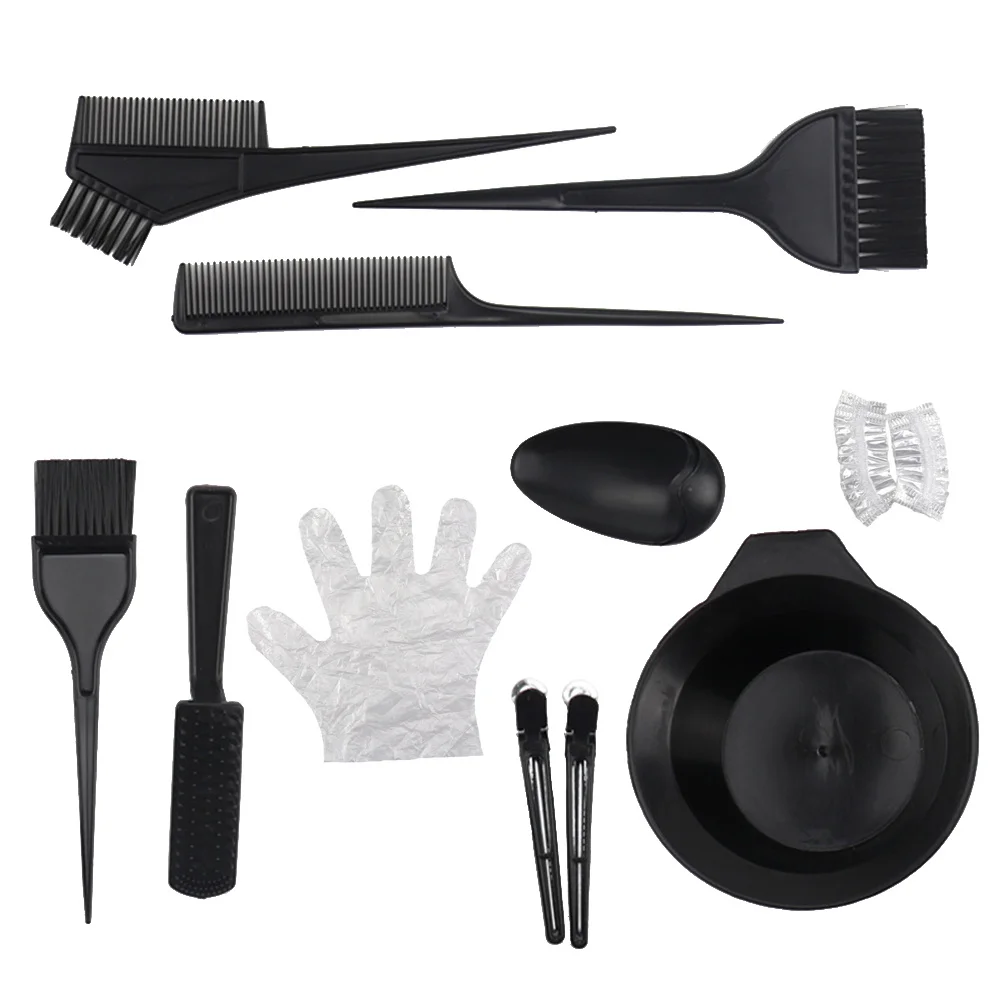 11 قطعة مجموعة أدوات صبغ الشعر مجموعة تلوين الشعر الكاملة وعاء فرشاة مشط كليب قفازات المتاح الرأس للاستخدام المنزلي صالون #3