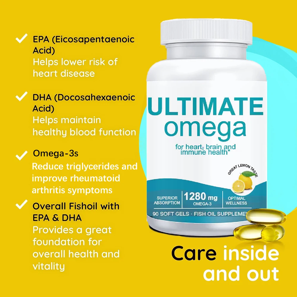 مكملات زيت السمك أوميجا 3 - تدعم صحة القلب، 1280 ملجم كبسولات هلامية، كبسولات هلامية لزيت السمك أوميجا 3، EPA + DHA | أسماك البحر العميق #4